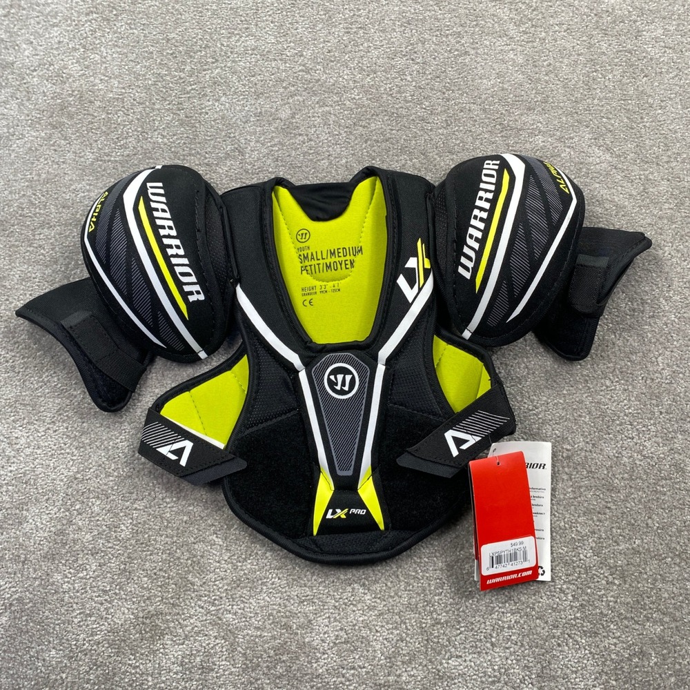 Warrior Alpha LX Pro Youth Hockey Shoulder Pads Small Medium Black Yellow‎